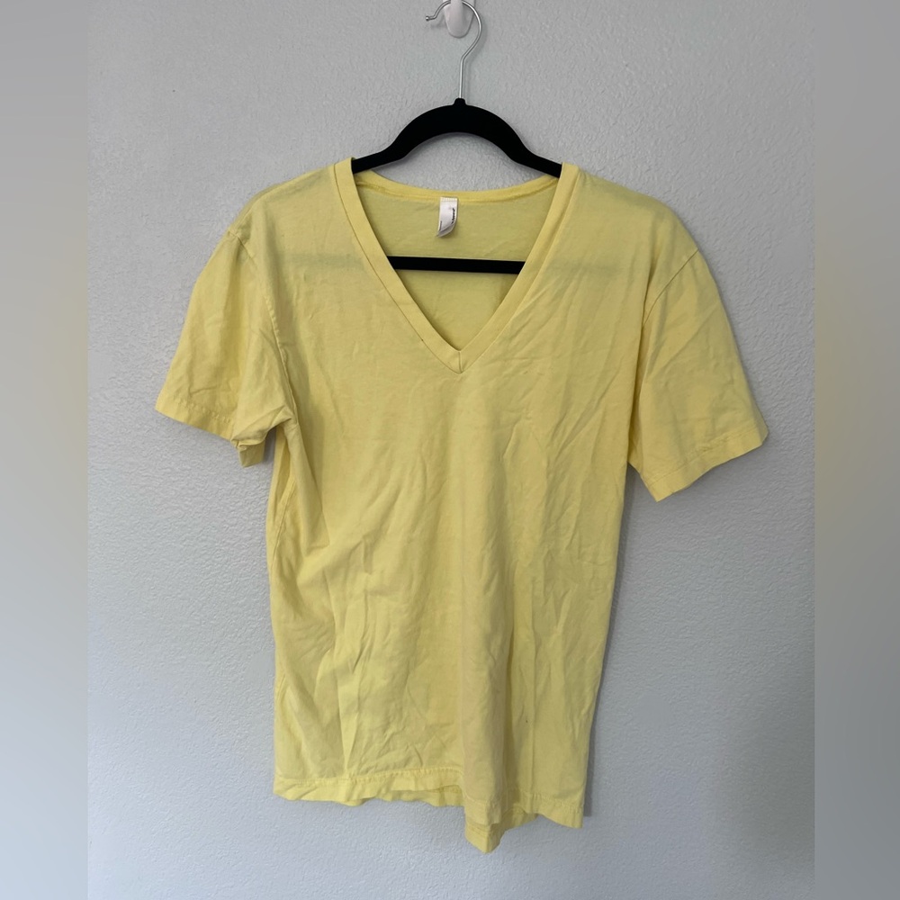 American Apparel Yellow V Neck T Shirt Size Small